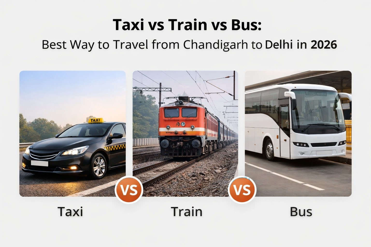 Taxi vs Train vs Bus: Best Way to Travel from Chandigarh to Delhi in 2026